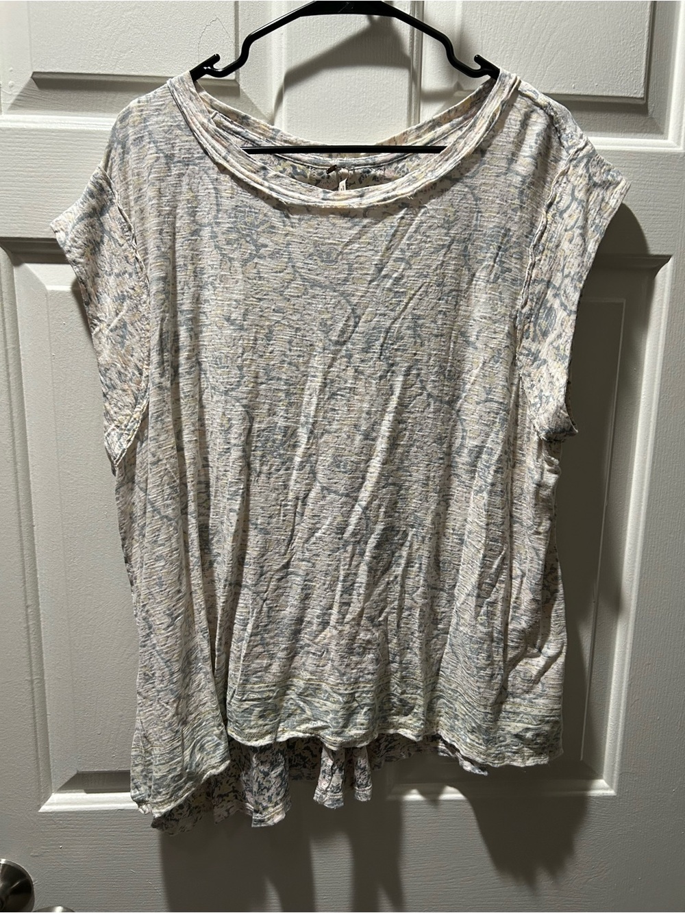 Free People High Tide Printed Boho Oversized Vintage Inspired Top Size Large